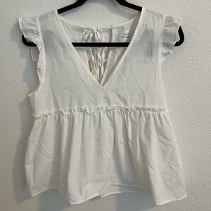 Trendy White Ruffle Sleeve Tank Top